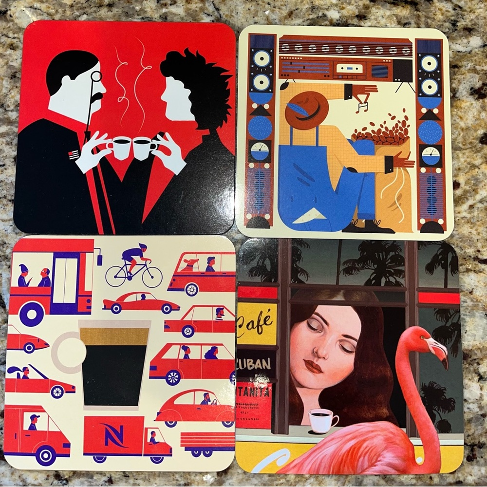Set of 4 New in package Nespresso Limited Edition Art Coasters